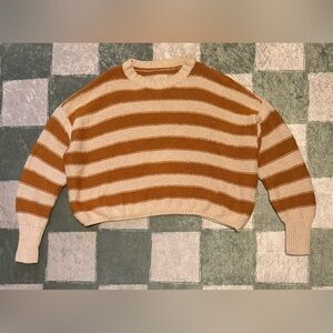 Billabong Striped Tan and Cream Sweater Size Small